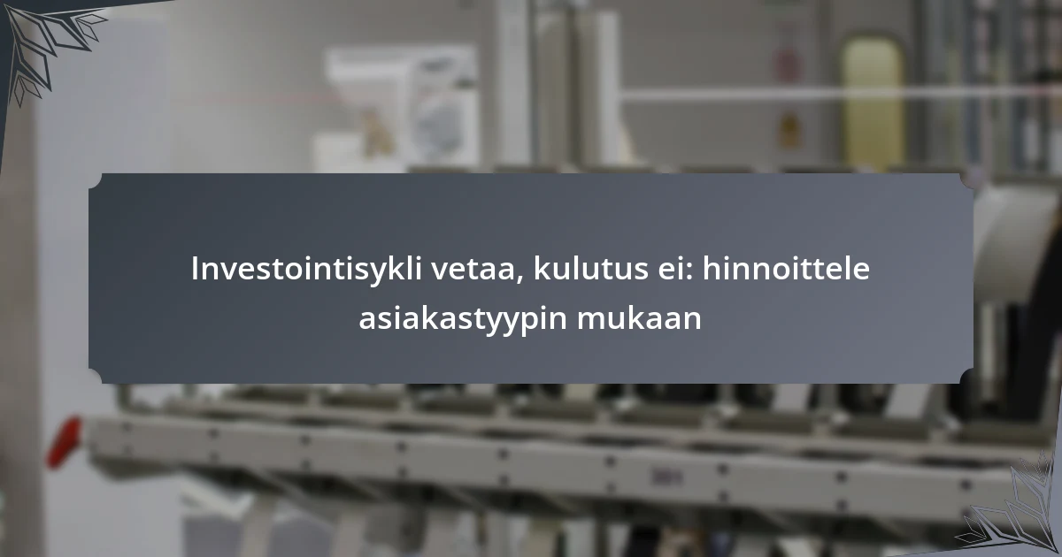Investointisykli vetaa, kulutus ei: hinnoittele asiakastyypin mukaan