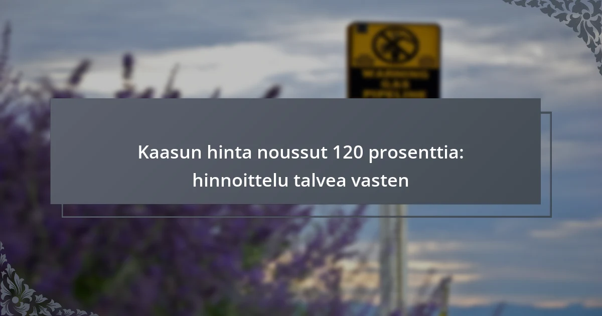Kaasun hinta noussut 120 prosenttia: hinnoittelu talvea vasten